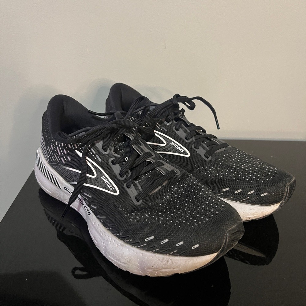 Brooks Glycerin 20 Running Shoes Sneakers Workout Comfort Women Sz 9 Black White